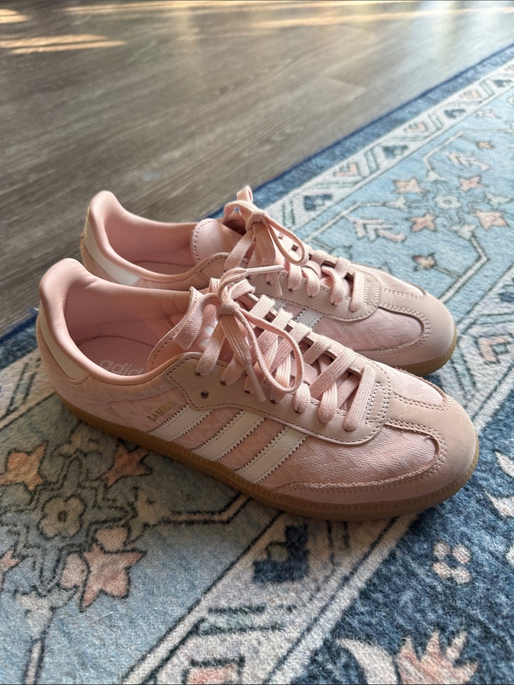 Adidas Sambas Light Pink Suede with Gum Sole. Size 7.5.